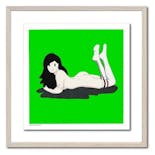 【サイン入りNEON GREEN『Venus』オフセットプリント額装付き　WHITE WOODフレーム】
